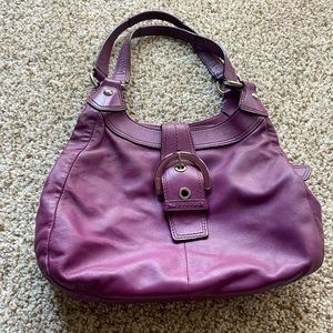 Coach Lynn purple leather belted hobo shoulder bag